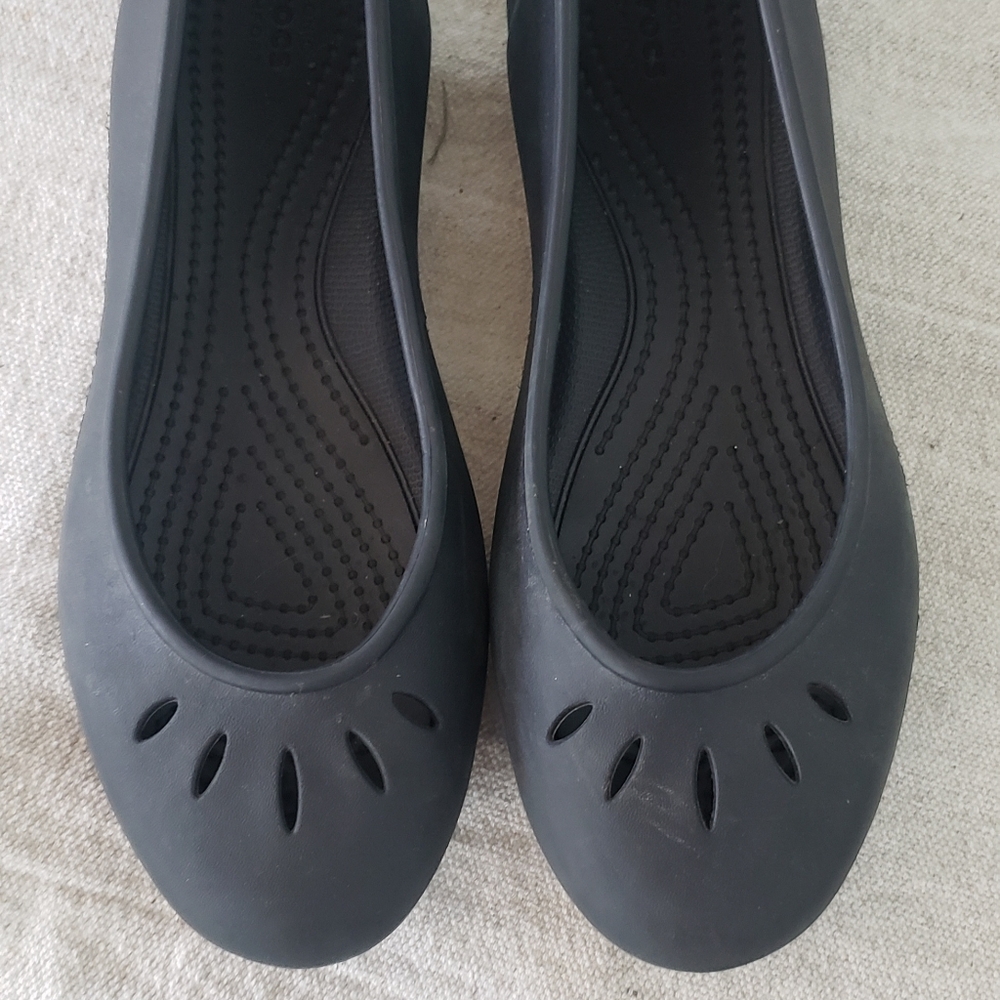 Crocs black flats, size 7 womens